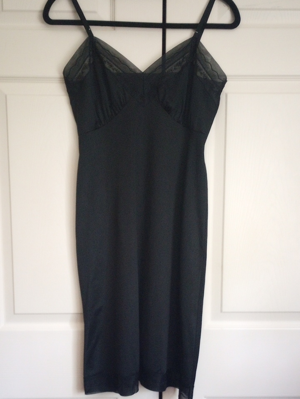 Vintage Hollywood Vassarette By Munsingwear 1960s Black Lace-Trim Slip Dress